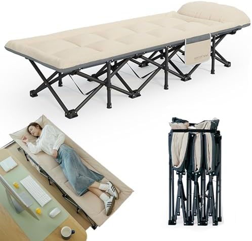 Lettino da campeggio portatile con materasso integrato, supporta fino a 204 kg, per adulti, ideale per viaggi, all'aperto e ufficio