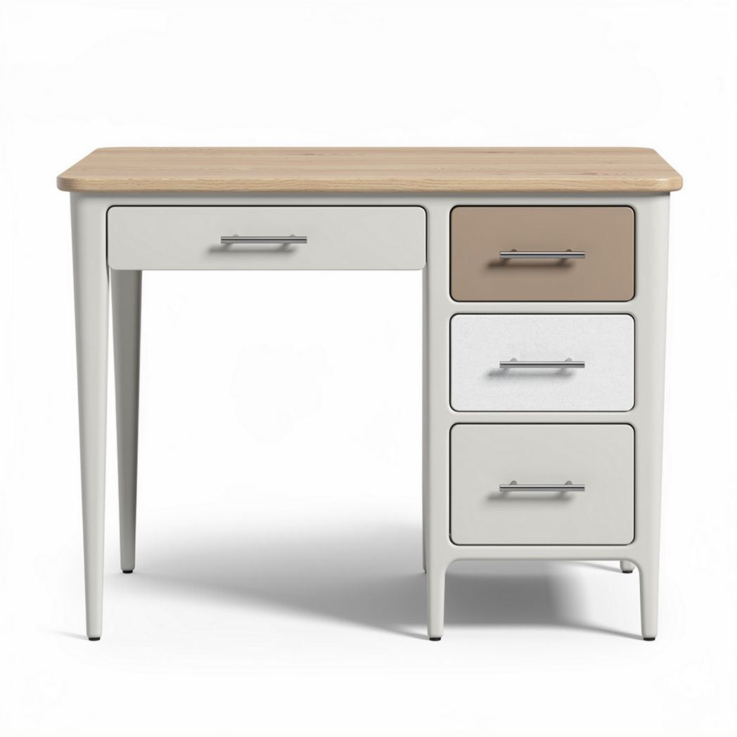 Scrivania bianca con piano in legno 90 x 45 x 75cm e tre cassetti