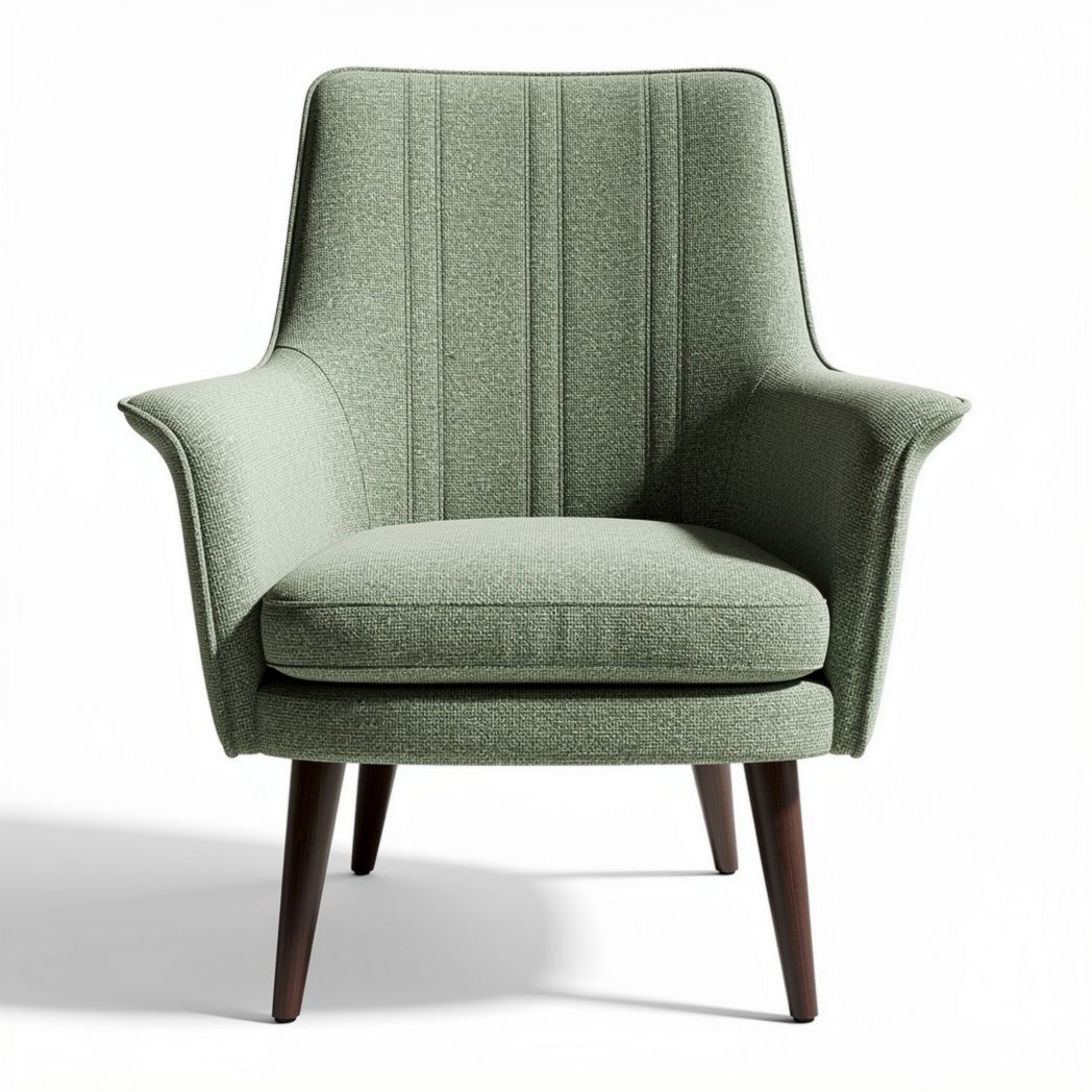 Poltrona verde in tessuto con gambe in legno 70 x 70 x 85cm