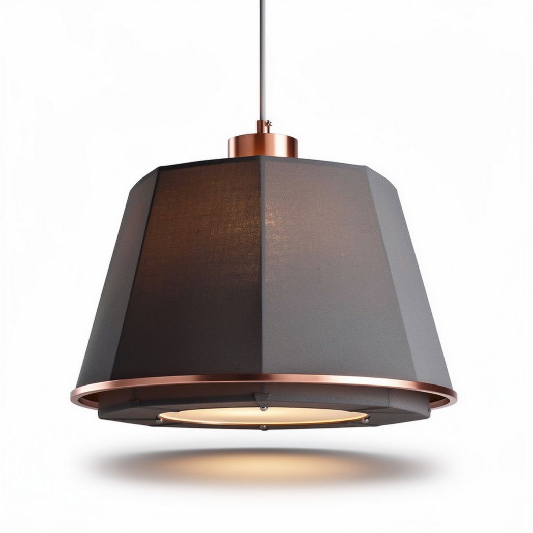 Lampadario a sospensione in tessuto nero con dettagli dorati 30 x 30 x 25cm