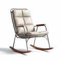 Poltrona a dondolo in metallo e pelle beige dimensioni 80 x 65 x 90cm
