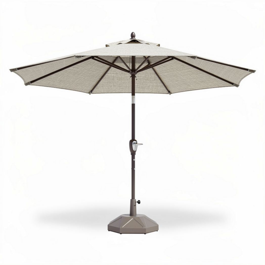 ombrellone da giardino in tessuto beige diametro 250cm con struttura in alluminio