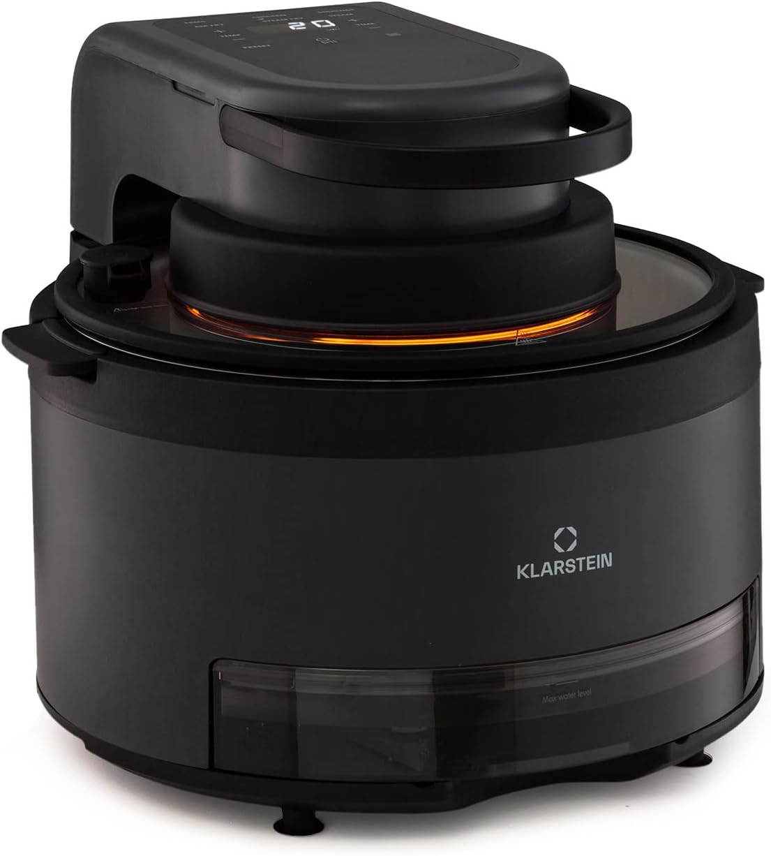 Klarstein Friggitrice ad Aria Calda 2 in 1 con Funzione Vapore, Air Fryer 1250W, Touch, Elettrica 6 Programmi, Timer, Accessori Extra e Vaporiera 5L