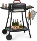 KLARSTEIN Gatsby - Grill Elettrico, 2000W, EasyGrill Concept, Piastra: 40x36 cm in Alluminio Pressofuso Antiaderente, Tavoli Laterali: 20 x 32 cm, Termostato, Ruote, Nero