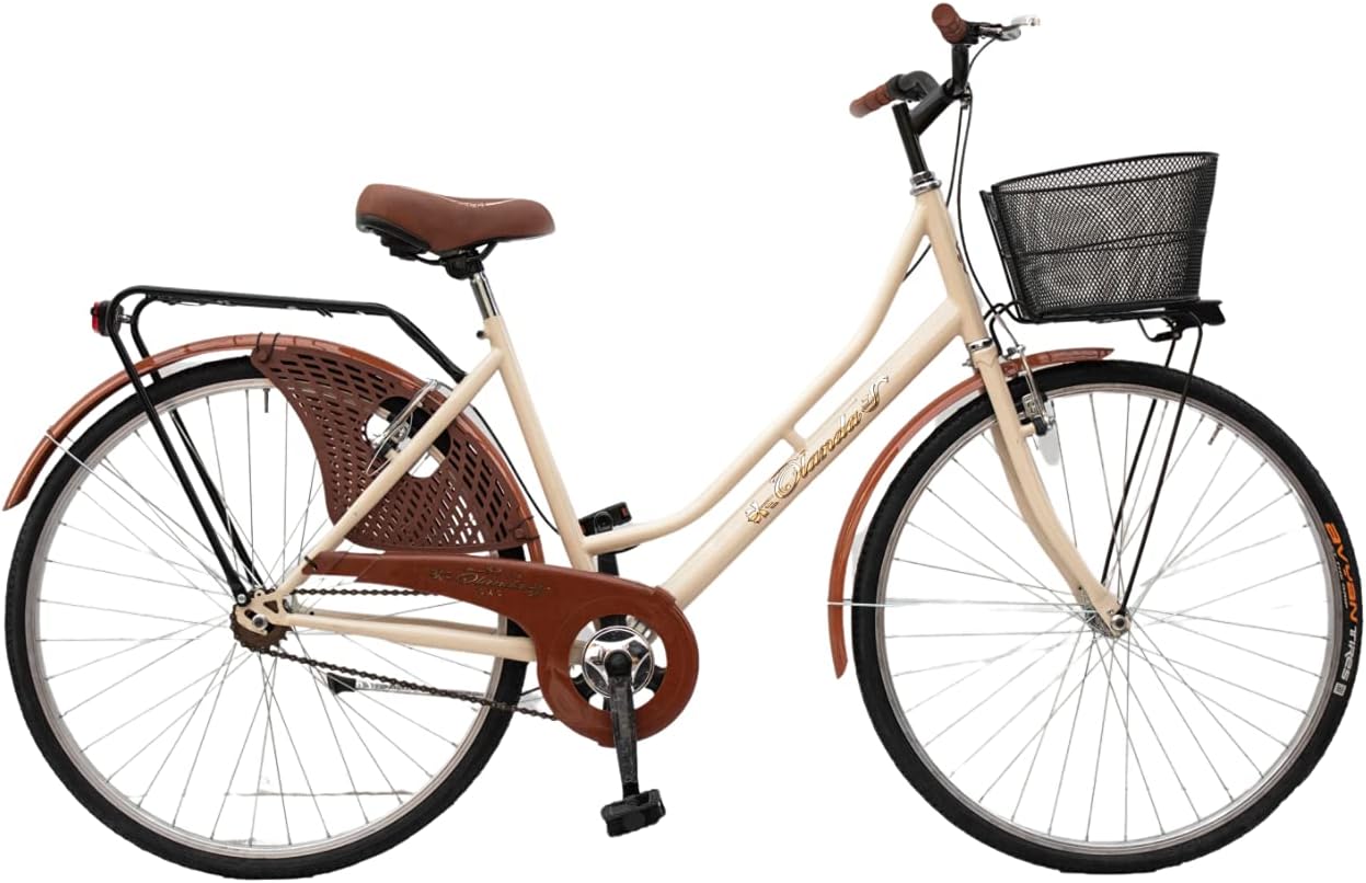 MADICKS Bicicletta Donna da Passeggio Olanda Misura 26 Bici da città Vintage retrò con Cestino Beige