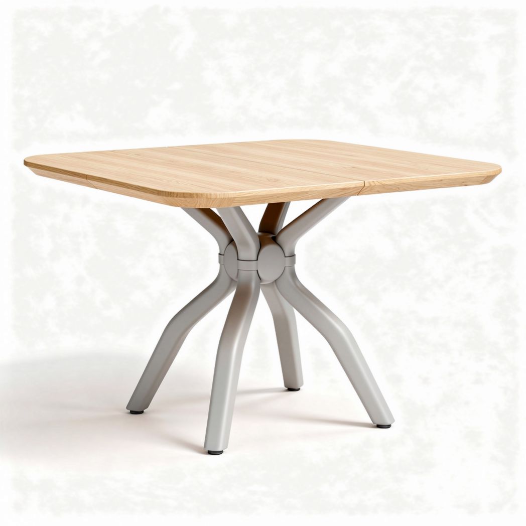 Tavolo quadrato in legno con base grigia 60 x 60 x 75cm adatto per esterni