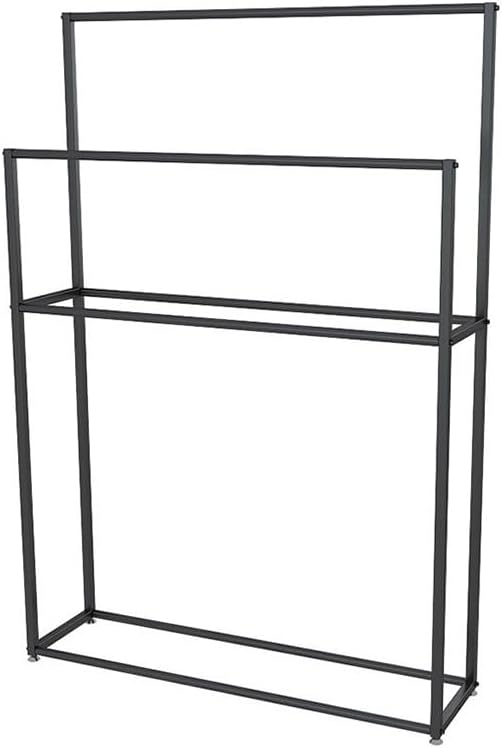 Indipendente Portasciugamani da bagno Appendiabiti for interni pavimento in ferro Combinazione di appendiabiti in metallo for soggiorno Portasciugamani(Nero,Grande)