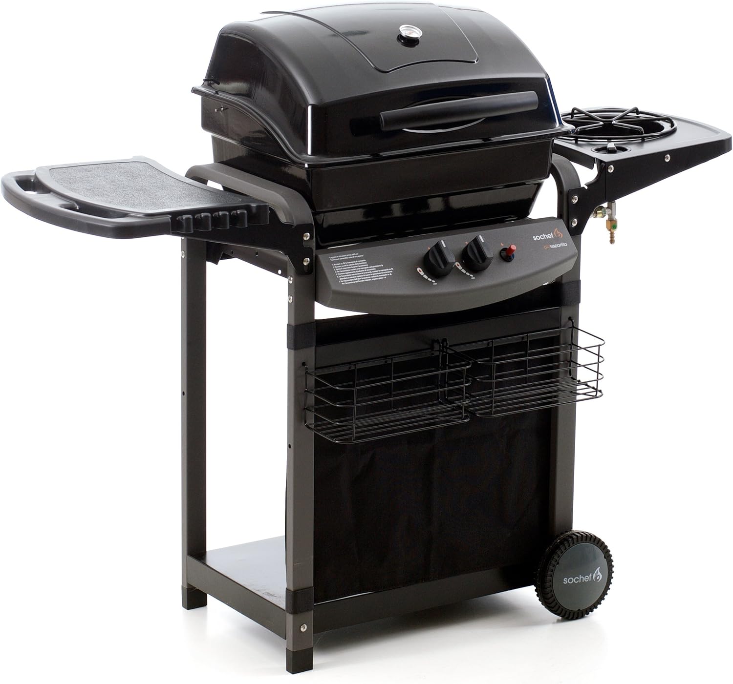 Sochef Piùsaporillo Barbecue, Sistema di Cottura a Pietra Lavica, Nero, 52x122x103 cm