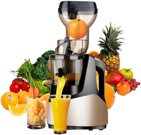 Spremiagrumi a freddo, spremiagrumi a masticazione lenta, 200 W, grande scivolo di alimentazione per frutta e verdura intera, facile da pulire, ideale per spremere sani