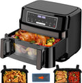 Friggitrice ad Aria 12 Litri | Air Fryer XXL Doppia Singola Zona Regolabile, 8-in-1 Friggitrice Aria Doppio Cestello Controllo Temp Indipendente, Airfrye Grande Max 200°C con Finestra  Luce Interna